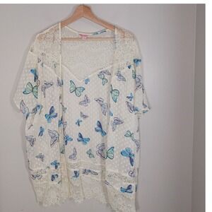 Y2K Vintage Candies Lace Butterfly Top Sheer Fairy Top Cardigan Size S